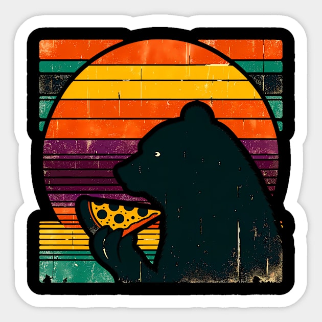 Funny Bear Eating Pizza Sticker by logiamerch